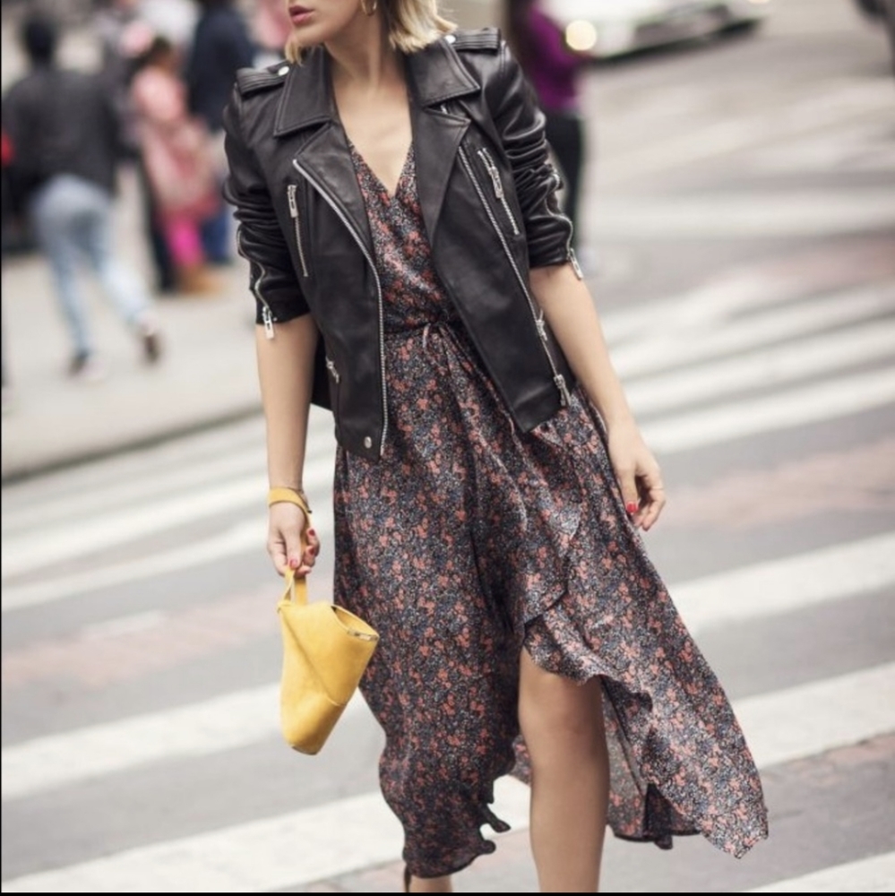 Avec Les Filles Floral Halter Dress Wrap Midi XS